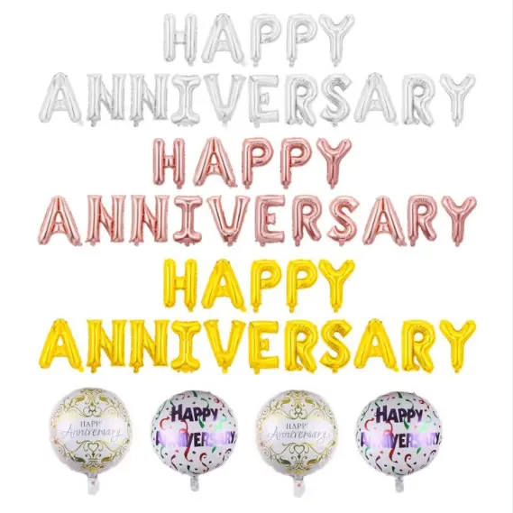 ハッピーアニバーサリーホイルバルーンデコレーション