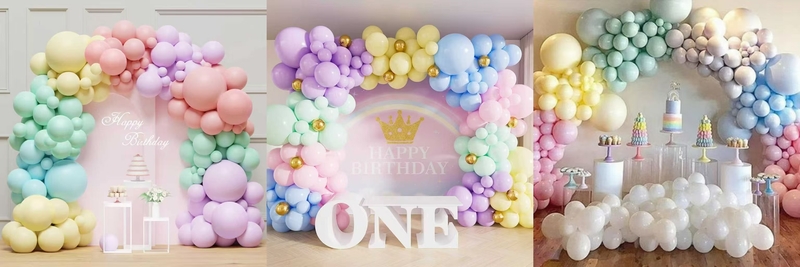 Macaron rainbow balloon arch set