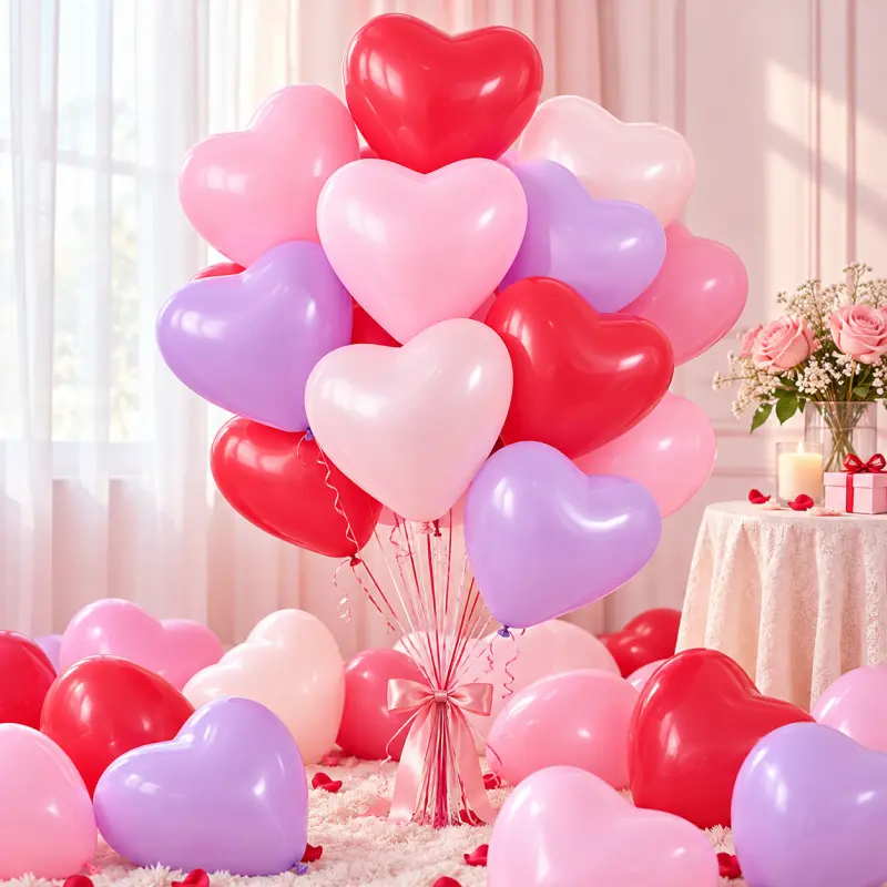 Reserved image area for an inflated Borun 10-inch heart balloon shape inspection photograph